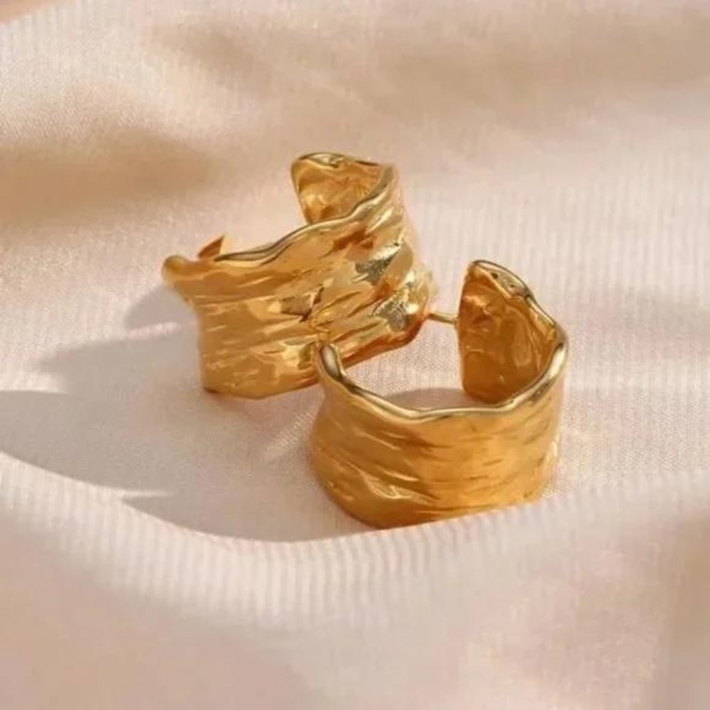 NEW 18K GOLD HOOP EARRINGS, WONDERFUL EARRINGS, WOW EARRINGS. - Picture 4 of 7